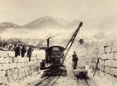 Bau der Worcheiner Tunnel, begonnen 1897. Foto 1905 von Alois Beer