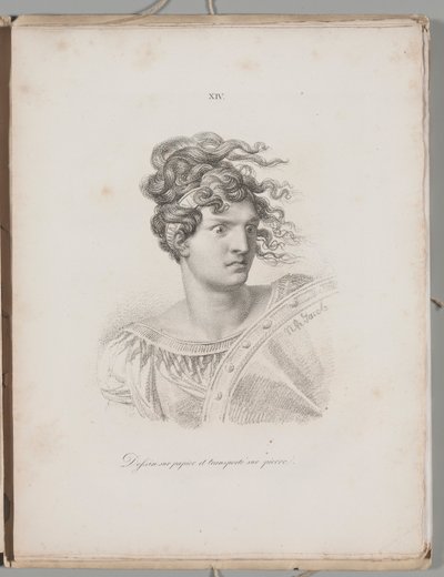 Kunst der Lithographie: Kopf einer Amazone, Platte XIV von Alois Senefelder