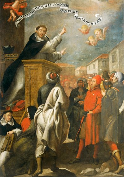Der heilige Vinzenz Ferrer predigt den jungen Leuten von Salamanca von Alonso Antonio Villamor