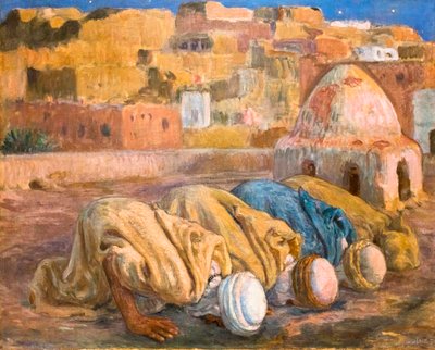 Gebet auf einer Terrasse in Bou-Saada oder Es-Sojoud von Alphonse Etienne Dinet