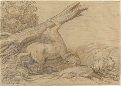 Zentaur, der einen Baumstamm trägt von Alphonse Legros