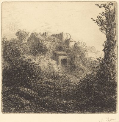 Bauernhof auf einem Hügel von Alphonse Legros