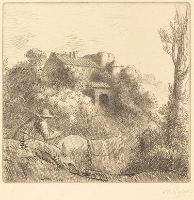 Bauernhof auf einem Hügel von Alphonse Legros