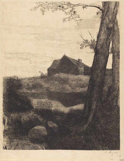 Bauernhof mit großem Baum von Alphonse Legros