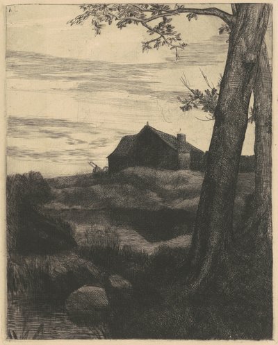 Bauernhof mit großem Baum von Alphonse Legros