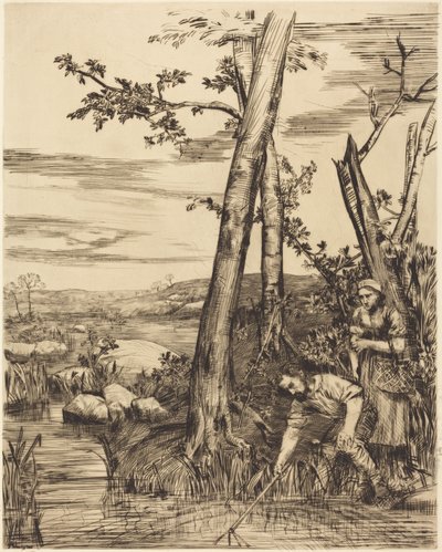 Fischen nach Flusskrebsen von Alphonse Legros
