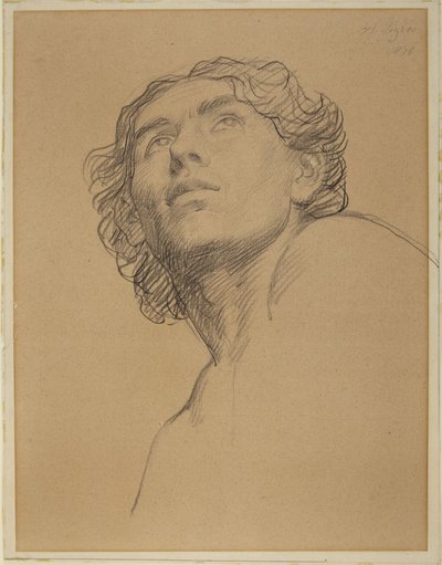 Kopf eines nach oben schauenden Jugendlichen von Alphonse Legros