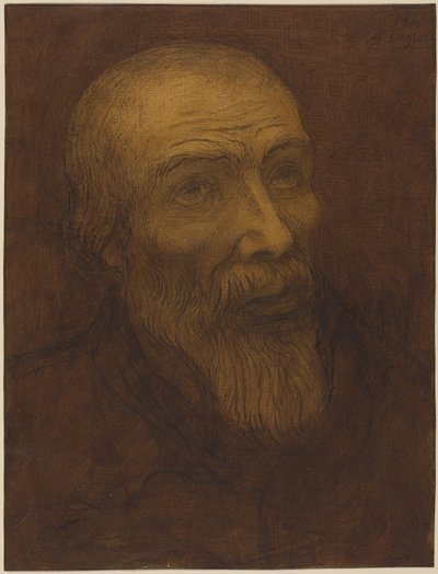 Kopf eines glatzköpfigen Mannes mit Bart von Alphonse Legros