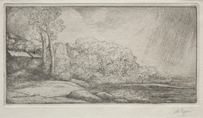 Landschaft mit zwei Bäumen von Alphonse Legros