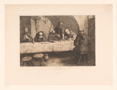 Refektorium mit betenden Mönchen von Alphonse Legros