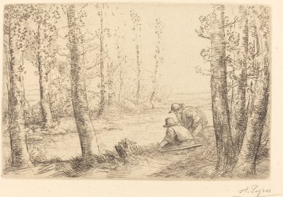 Rast am Flussufer (Repos au bord de la rivière) von Alphonse Legros