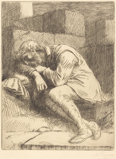 Schlafender Bettler (Mendiant endormi) von Alphonse Legros