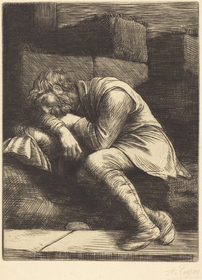 Schlafender Bettler (Mendiant endormi) von Alphonse Legros