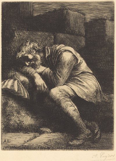Schlafender Bettler von Alphonse Legros