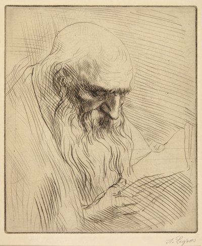 Studie eines alten Mannes beim Lesen von Alphonse Legros