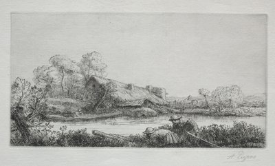 Der Bauernhof am Fluss: Abendeffekt von Alphonse Legros