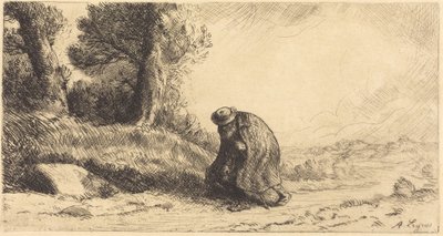 Vagabund, der eine Gasse entlangzieht von Alphonse Legros