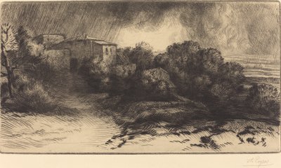Ansicht eines Bauernhofs bei einem Sturm La ferme de Brieux Effet d