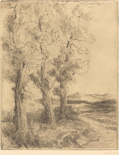 Lesende Frau: Lektion unter den Bäumen von Alphonse Legros