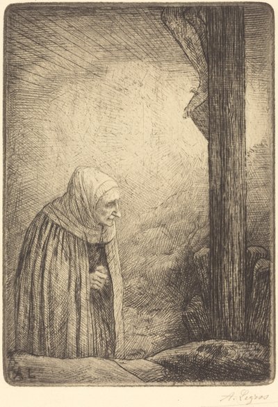 Frau am Fuß des Kreuzes (Femme au calvaire) von Alphonse Legros