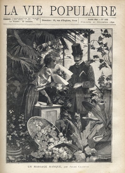 Ein eleganter Mann kauft Blumen in einem Blumenladen. Illustration von Alfons Maria Mucha (Alphonse Marie Mucha) von Alphonse Mucha