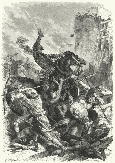 Graf Odo verteidigt Paris gegen die Normannen, 886 von Alphonse Marie de (after) Neuville