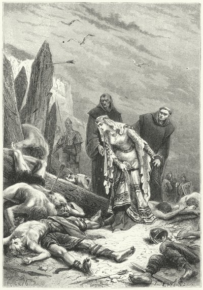 Edith die Schöne entdeckt den Leichnam von König Harold auf dem Schlachtfeld von Hastings von Alphonse Marie de (after) Neuville
