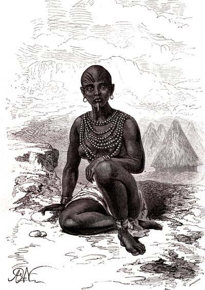 Bokke, Frau von Moy, Häuptling des Latuka-Stammes, Südsudan von Alphonse Marie de Neuville