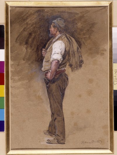 Bauer mit der Jacke auf dem Kopf von Alphonse Moutte