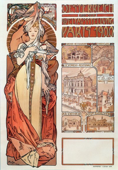 Werbeplakat von Alphonse Mucha für Österreich auf der Weltausstellung in Paris 1900 von Alphonse Mucha