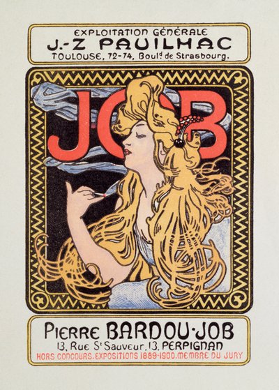 Werbeplakat für Zigarettenpapier Job, erstellt von Alphonse Mucha, 1900 von Alphonse Mucha