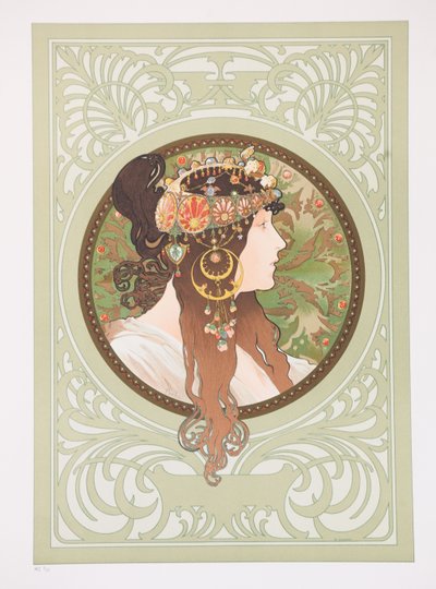 Byzantinische Köpfe: Brünette, 1897 von Alphonse Mucha