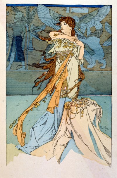 Illustration von Alphonse Mucha aus "Rama", ein Gedicht in drei Akten von Paul Verola. ca.1898. Mucha (1860 – 1939) war ein tschechischer Jugendstilmaler von Alphonse Mucha