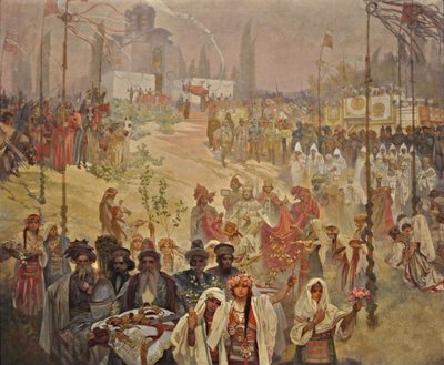 Die Krönung des serbischen Zaren Stefan Dusan zum oströmischen Kaiser, Zyklus Das Slawische Epos von Alphonse Mucha