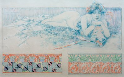 Vorzeichnung für Tafel 4 von Alphonse Mucha