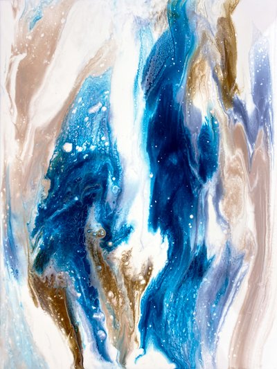 Dynamisches Blau Gold Flüssig von Alyson Storms