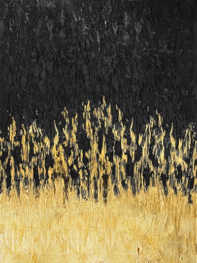 Goldener Abstrakter Fluss von Alyson Storms
