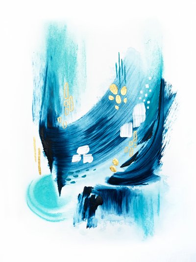 Teal Gold Abstrakter Fluss von Alyson Storms