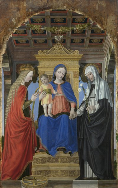 Die Jungfrau und das Kind mit der heiligen Katharina von Alexandria und der heiligen Katharina von Siena, ca. 1490 von Ambrogio Bergognone