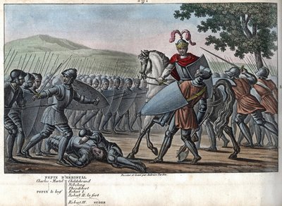 Eudes (Odon) (860 - 898), die karolingische Dynastie, führte die Schlacht gegen die Normannen und verteidigte Paris siegreich (885 - 887) - Entworfen und graviert von Ambroise Tardieu im Jahr 1825. von Ambroise Tardieu