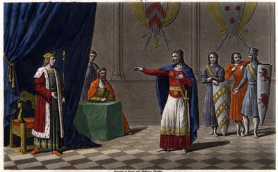 Ludwig V. der Faule (ca. 967-987), zum König von Frankreich ausgerufen durch den Schutz von Hugo Capet, dem zukünftigen König von Frankreich, im Jahr 986. Gezeichnet und graviert von Ambroise Tardieu im Jahr 1825. von Ambroise Tardieu