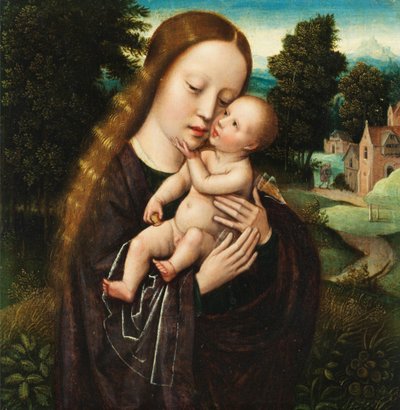 Ambrosius Benson Maria mit dem Kinde in Landschaft von Ambrosius Benson