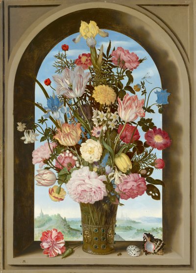 Blumenvase in einem Fenster, um 1618 von Ambrosius the Elder Bosschaert