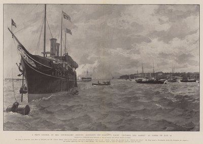 Ein Geheimrat auf See, Räte kommen am 26. Juli an Bord der königlichen Yacht Victoria und Albert in Cowes an von Amedee Forestier