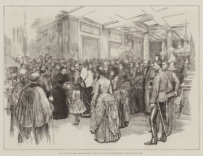 Die Königin im Mansion House, City of London, nach ihrer Rückkehr aus dem East End von Amedee Forestier