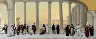 Personen auf der Terrasse des Longchamp-Palastes in Marseille von Amedee Ternante Lemaire
