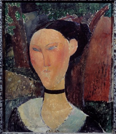 Porträt einer Frau mit Samtband von Amedeo Modigliani