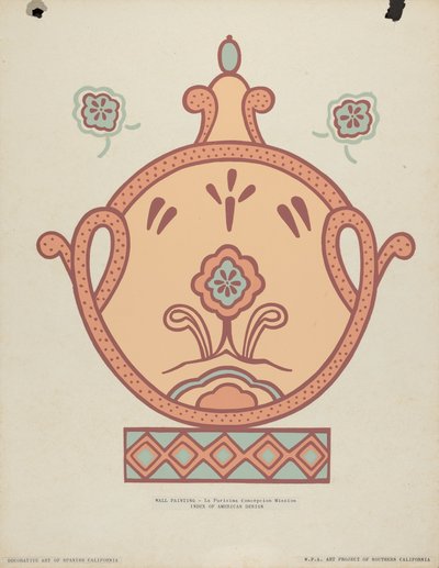 Mission La Purisima Concepcion Wandmalerei aus dem Portfolio "Dekorative Kunst des spanischen Kaliforniens" von American 20th Century