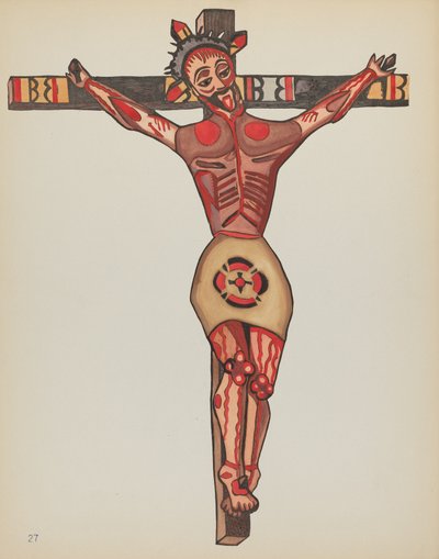 Teller 27: Christus gekreuzigt: Aus dem Portfolio "Spanische Kolonialdesigns von New Mexico" von American 20th Century