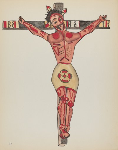 Tafel 27: Christus gekreuzigt, Mora: Aus dem Portfolio "Spanische Kolonialdesigns von New Mexico" von American 20th Century